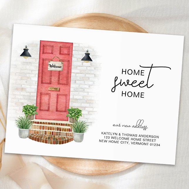 Carte Postale Faire-part Accueil Sweet Home Nouvelle adresse Porte rouge Aq (Créateur téléchargé)