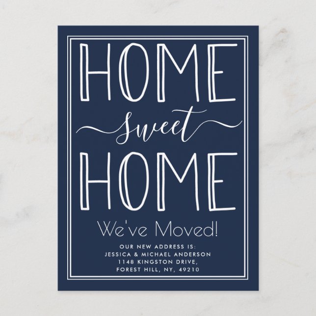 Carte Postale Faire-part Accueil tendance Sweet Home Typographie Marine Mov (Devant)