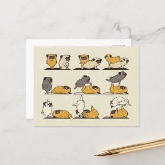 Carte Postale Faire-part Acroyoga Avec Le Carlin French Bulldog Lover