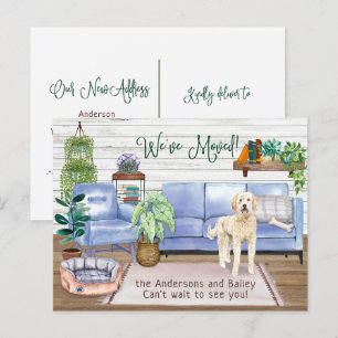 Carte Postale Faire-part Adorable Goldendoodle Nouvelle Maison Chaleureuse 