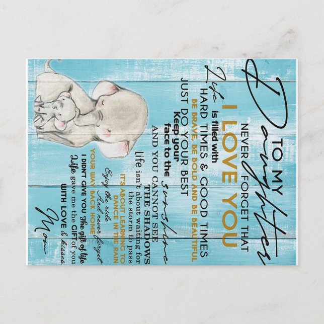 Carte Postale Faire-part Adorable Lettre À Ma Fille, Beau Cadeau (Devant)