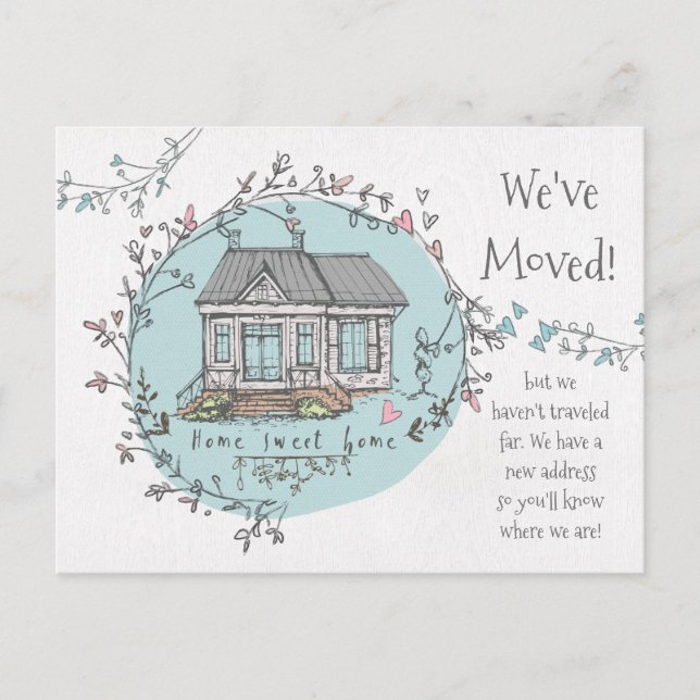 Carte Postale Faire-part Adresse nouvelle maison aquarelle nous avons démén (Devant)