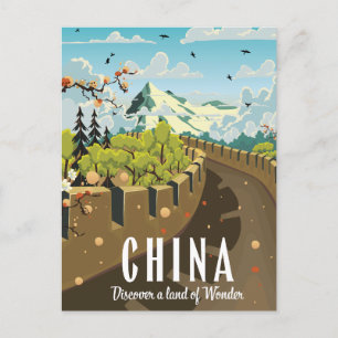 Carte Postale Faire-part Affiche de voyage de la Grande Muraille de Chine
