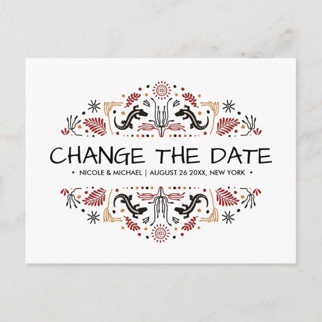 Carte Postale Faire-part Africana | Ankara Kente Lizard changement de plans (Devant)