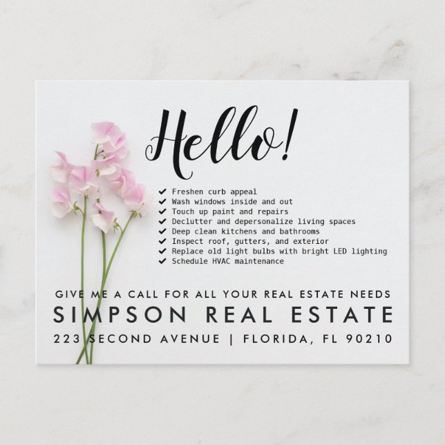 Carte Postale Faire-part Agent immobilier CHECK-LIST Bonjour le Printemps (Devant)