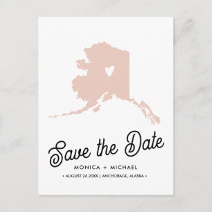 Carte Postale Faire-part Alaska State Map Destination Wedding - N'IMPORTE Q