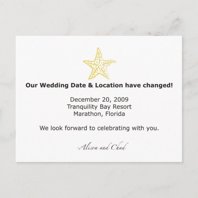 Carte Postale Faire-part Alison - Changement de date (Devant)