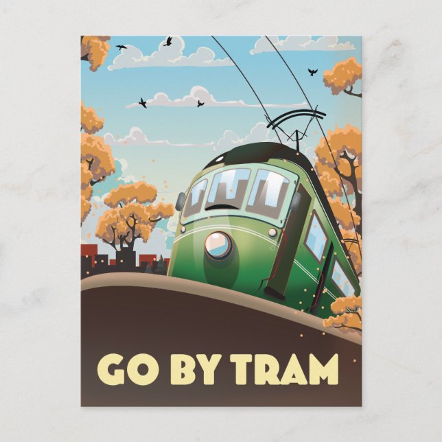 Carte Postale Faire-part Aller en tramway (Devant)