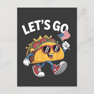 Carte Postale Faire-part Allons-y TACO Trump Fête de l'Indépendance Tacos