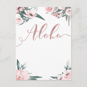 Carte Postale Faire-part Aloha Rose Floral Tropical Moderne Enregistrer la 
