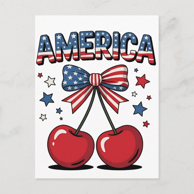 Carte Postale Faire-part American Coquette Bow Cherche esthétique USA Drape (Devant)