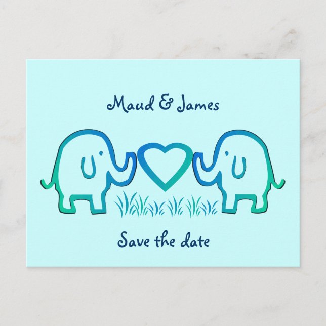 Carte Postale Faire-part amour d'éléphant (Devant)