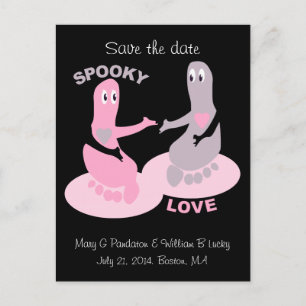 Carte Postale Faire-part Amour éffrayant, pieds fantômes, sauver la date