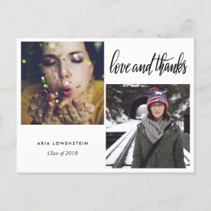 Carte Postale Faire-part Amour et mercis licenciés de typographie deux