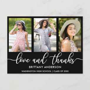 Carte Postale Faire-part Amour et mercis modernes B d'obtention du diplôme