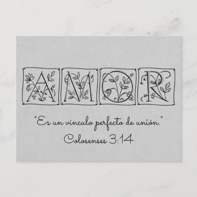 Carte Postale Faire-part Amour Lien Parfait d'Union~Écriture~Sauver la Date (Devant)