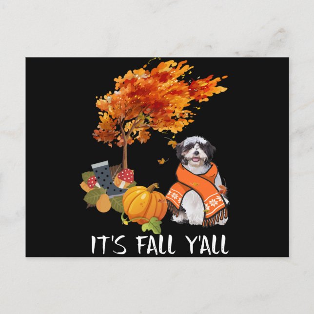 Carte Postale Faire-part Amoureux des chiens | Shih Tzu c'est l'automne vou (Devant)