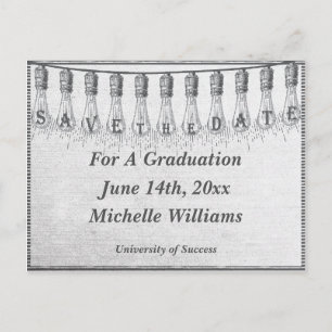 Carte Postale Faire-part Ampoule Edison Graduation Enregistrez La Date