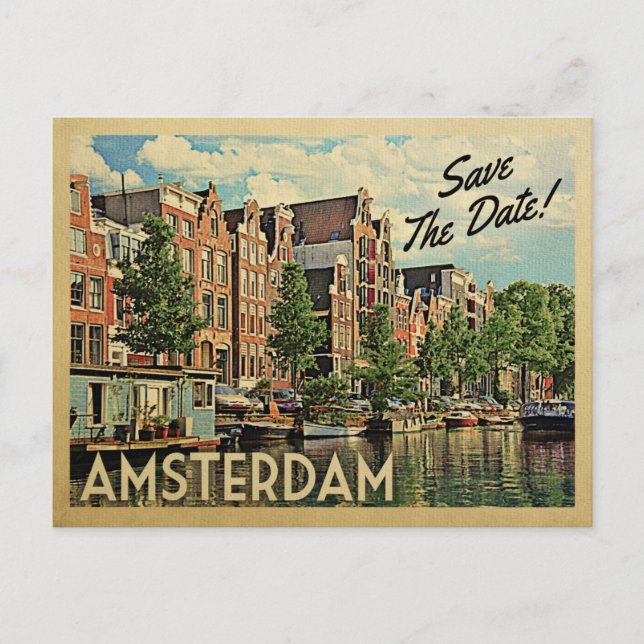 Carte Postale Faire-part Amsterdam Sauvez La Date Pays-Bas Holland (Devant)