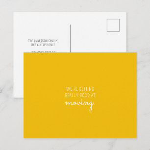 Carte Postale Faire-part Amusant Minimal Jaune Nouvelle Adresse Domestique