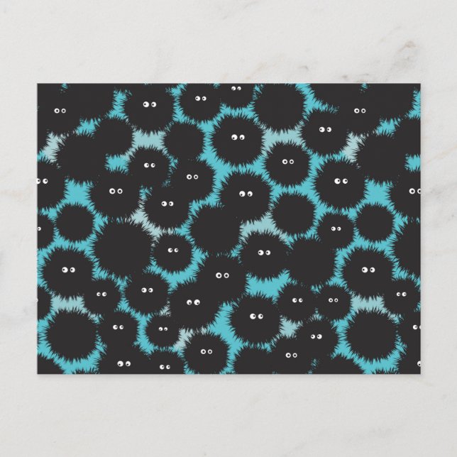 Carte Postale Faire-part Amusant monstres noirs moelleux (Devant)