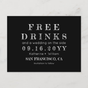 Carte Postale Faire-part Amusant tableau noir Boissons gratuites Mariage Sa