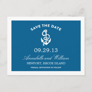 CARTE POSTALE FAIRE-PART ANCRE NAUTIQUE CARTON D'INVITATION POUR SAUVER L