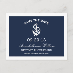 CARTE POSTALE FAIRE-PART ANCRE NAUTIQUE   CARTON D'INVITATION SAVE THE DATE