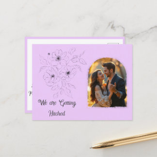 Carte Postale Faire-part Anémone sur fond lilas clair