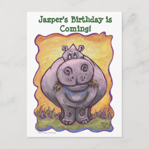 Carte Postale Faire-part Animal Parade Hippo Art Save the Date Party