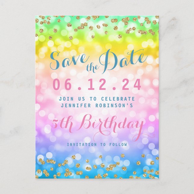 Carte Postale Faire-part Anniversaire de enfant Party Enregistrer la date U (Devant)