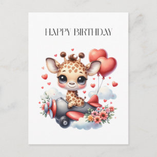 Carte Postale Faire-part Anniversaire Pilote Girafe