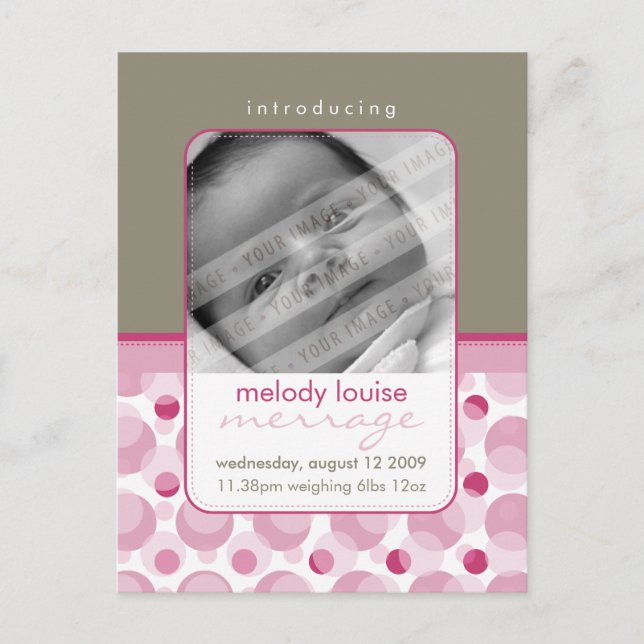 Carte Postale Faire-part ANnonce de bébé ::  bonjour bébé 9 (Devant)