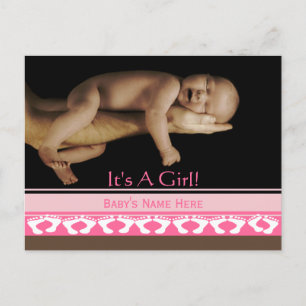 Carte Postale Faire-part Annonce de bébé fille