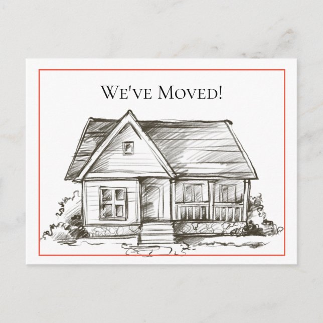 Carte Postale Faire-part Annonce de changement d'adresse de maison noir et  (Devant)