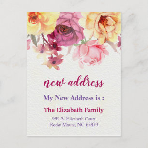 Carte Postale Faire-part Annonce de déménagement à nouvelle adresse florale