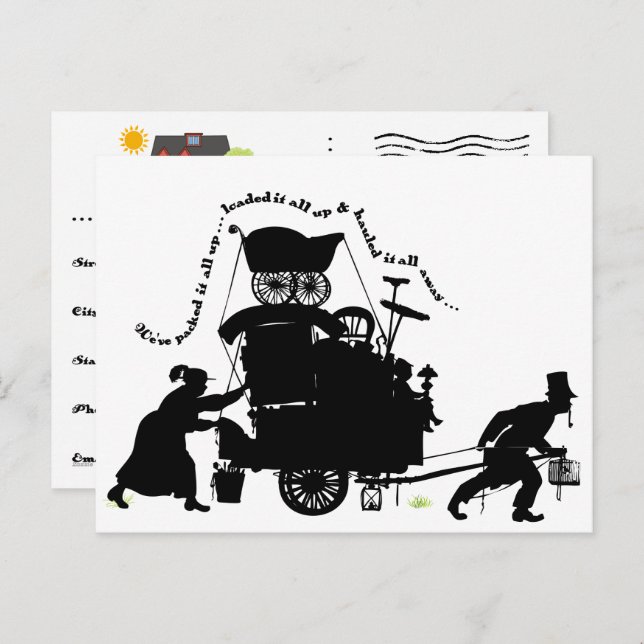 Carte Postale Faire-part Annonce de déménagement à trous (Devant / Derrière)