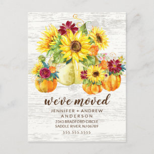 Carte Postale Faire-part Annonce de déménagement automne rustique tournesol