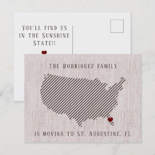 Carte Postale Faire-part Annonce de déménagement avec une rose américaine e