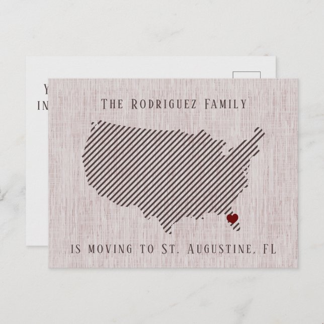 Carte Postale Faire-part Annonce de déménagement avec une rose américaine e (Devant / Derrière)