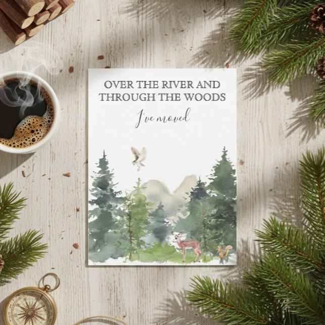 Carte Postale Faire-part Annonce de déménagement dans une cabane en forêt (Créateur téléchargé)