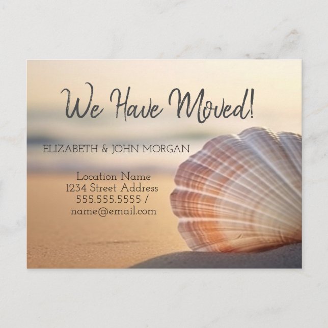Carte Postale Faire-part Annonce de déménagement de la plage Seashell Sunse (Devant)