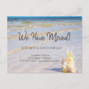 Carte Postale Faire-part Annonce de déménagement de Seashell Waves Beach