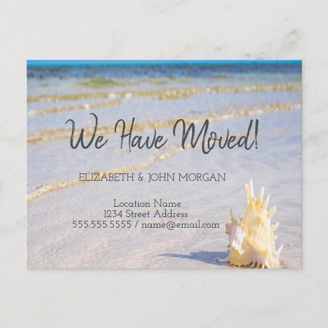 Carte Postale Faire-part Annonce de déménagement de Seashell Waves Beach (Devant)