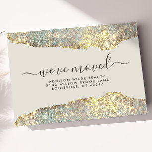 Carte Postale Faire-part Annonce de déménagement du Salon Holographic Glam 