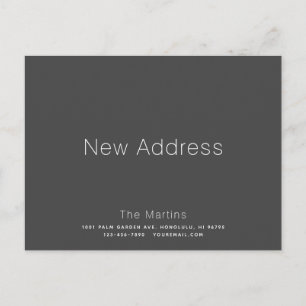 Carte Postale Faire-part Annonce de déménagement gris foncé minimaliste
