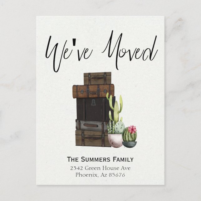 Carte Postale Faire-part Annonce de déménagement Nous avons déménagé Valise (Devant)