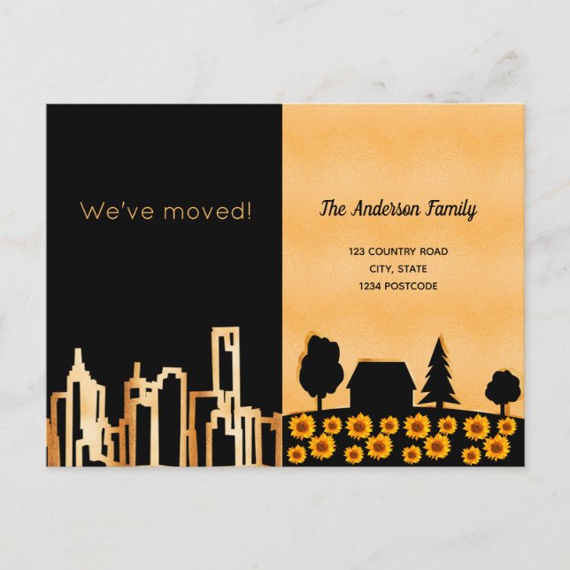 Carte Postale Faire-part Annonce de déménagement ville campagne (Devant)