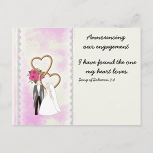 Carte Postale Faire-part Annonce de fiançailles avec verset biblique