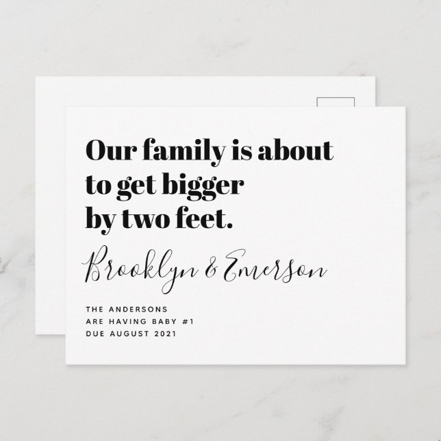 Carte Postale Faire-part Annonce de grossesse adorable (Devant / Derrière)